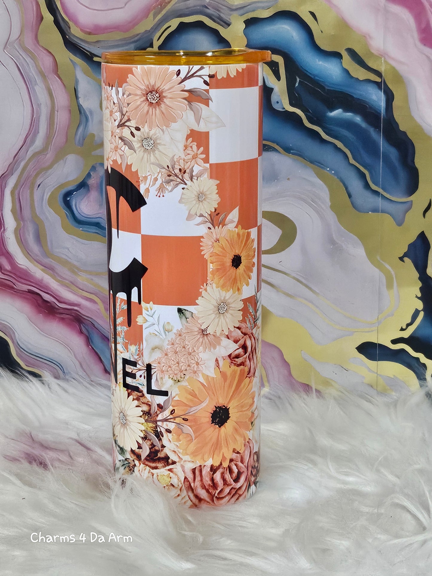 Chanel Inspired Tumbler w/Color Lid