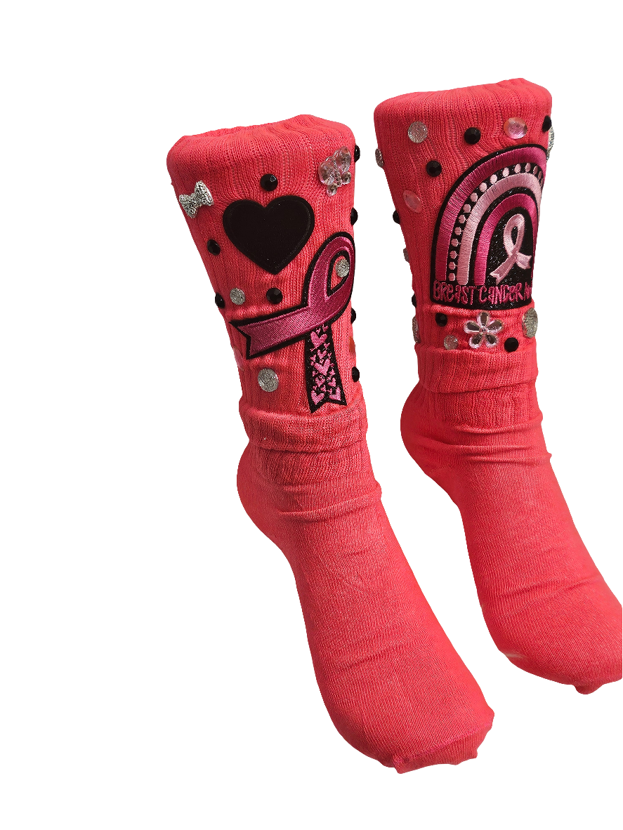 Black Heart Breast Cancer Awareness Junk Socks